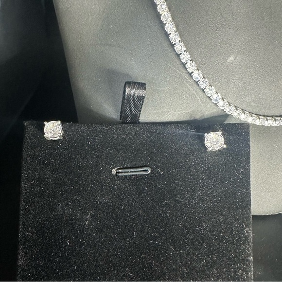 Dainty Tennis Necklace & Bracelet Set | Silver Plated CZ - Picture 11 of 13